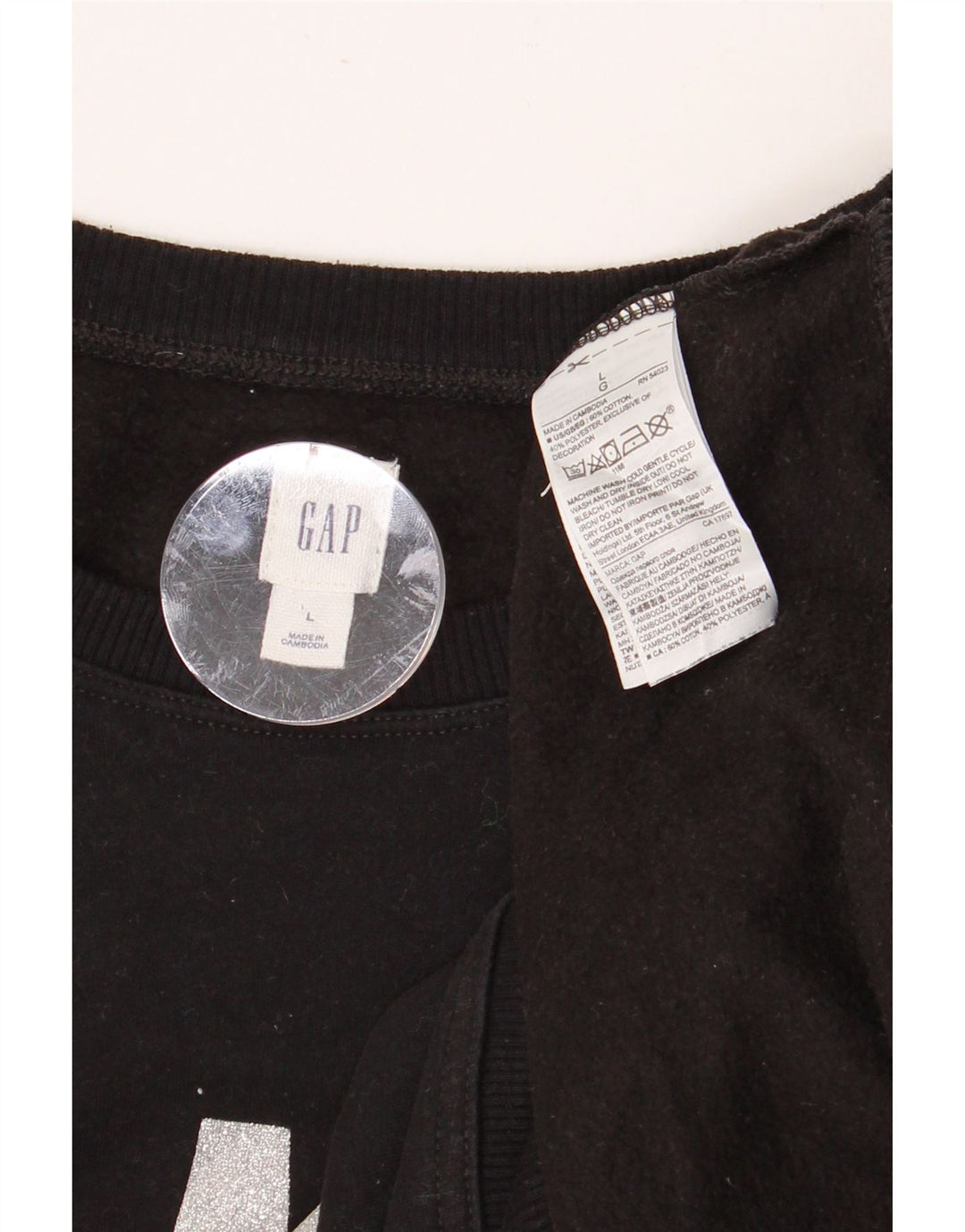GAP grafisk sweatshirt til kvinder UK 16 Stor sort bomuld