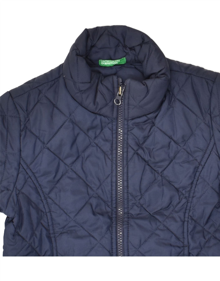 BENETTON Boys Quilted Jacket 7-8 Years Medium Navy Blue Polyester | Vintage Benetton | Thrift | Second-Hand Benetton | Used Clothing | Messina Hembry 