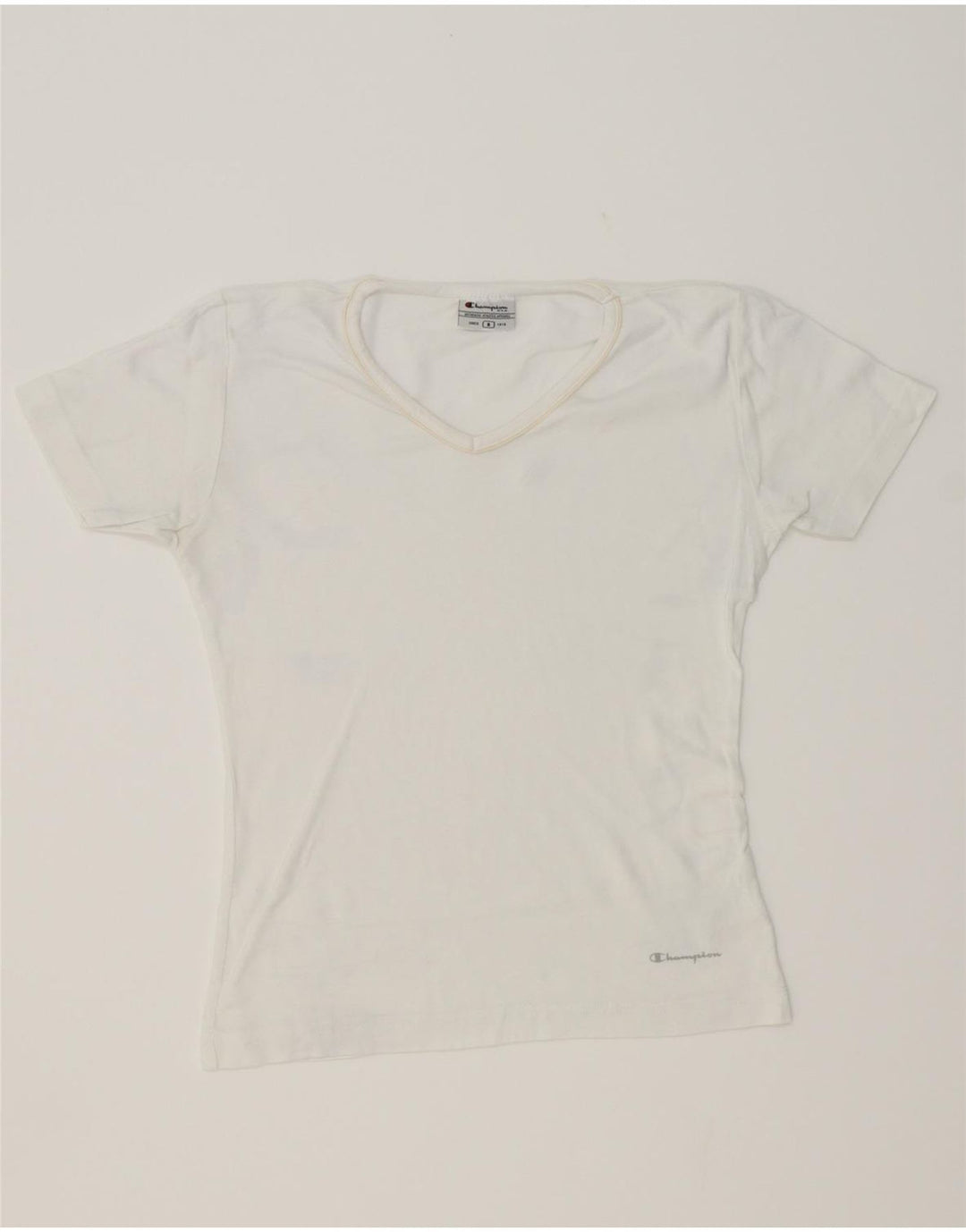 CHAMPION Womens T-Shirt Top UK 10 Small White Cotton Vintage Champion and Second-Hand Champion from Messina Hembry 