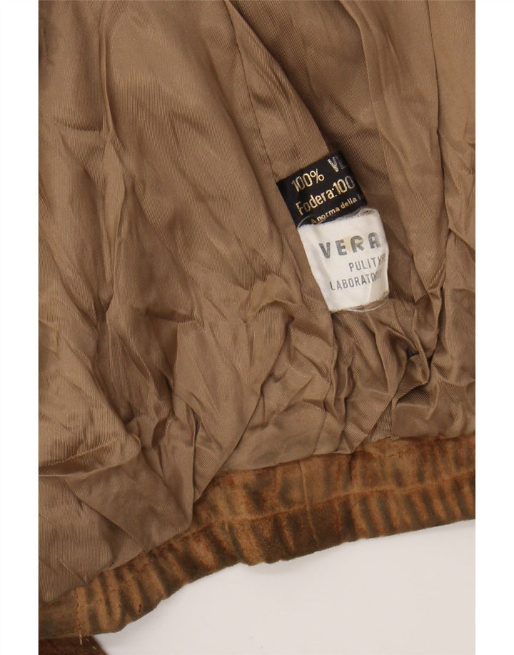 VINTAGE Womens Suede Jacket UK 14 Medium Brown Leather