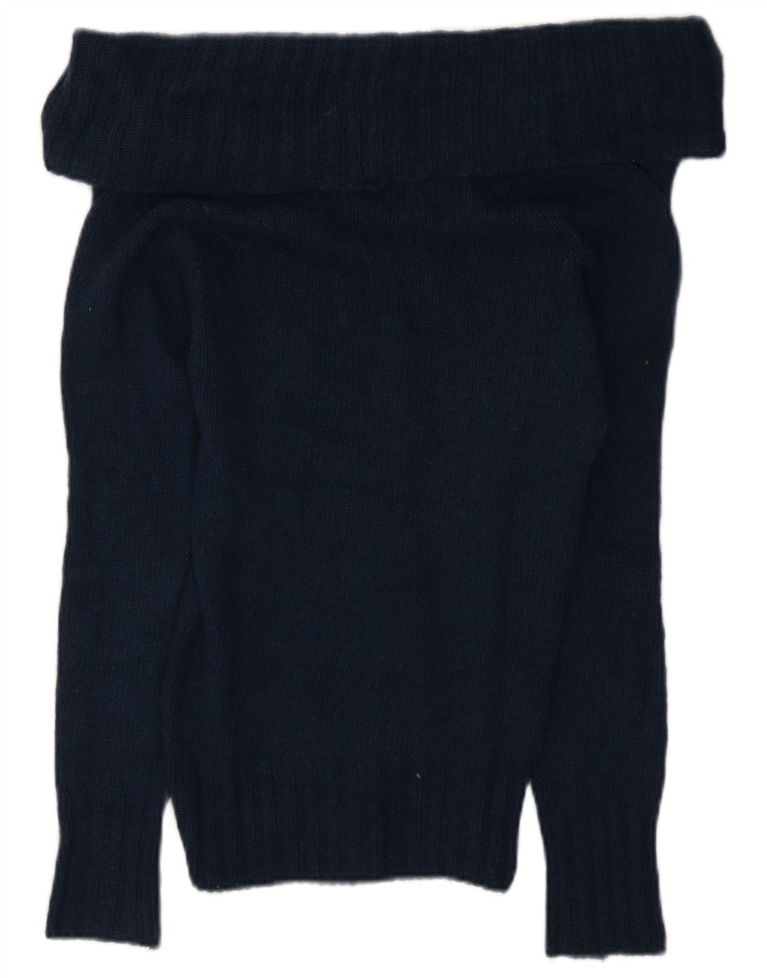Massimo Dutti Dame Roll Neck Jumper Sweater UK 10 Small Navy Blue Wool