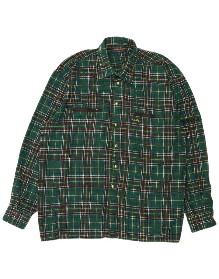 Vintage Herre Overshirt Flanell Shirt 2XL Grøn Ternet