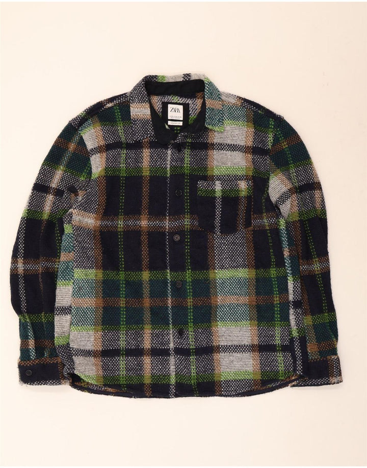 Zara Herre Overshirt Skjorte XL Flerfarvet ternet polyester
