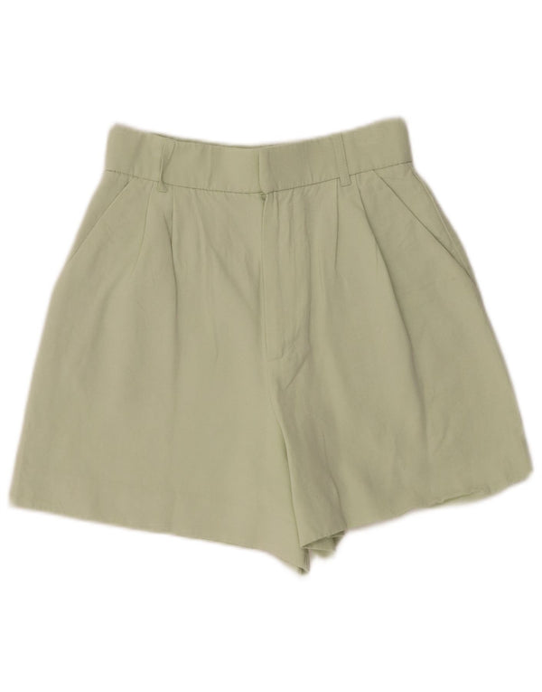 Zara Womens High Waist Casual Shorts XS W24 Green Viscose