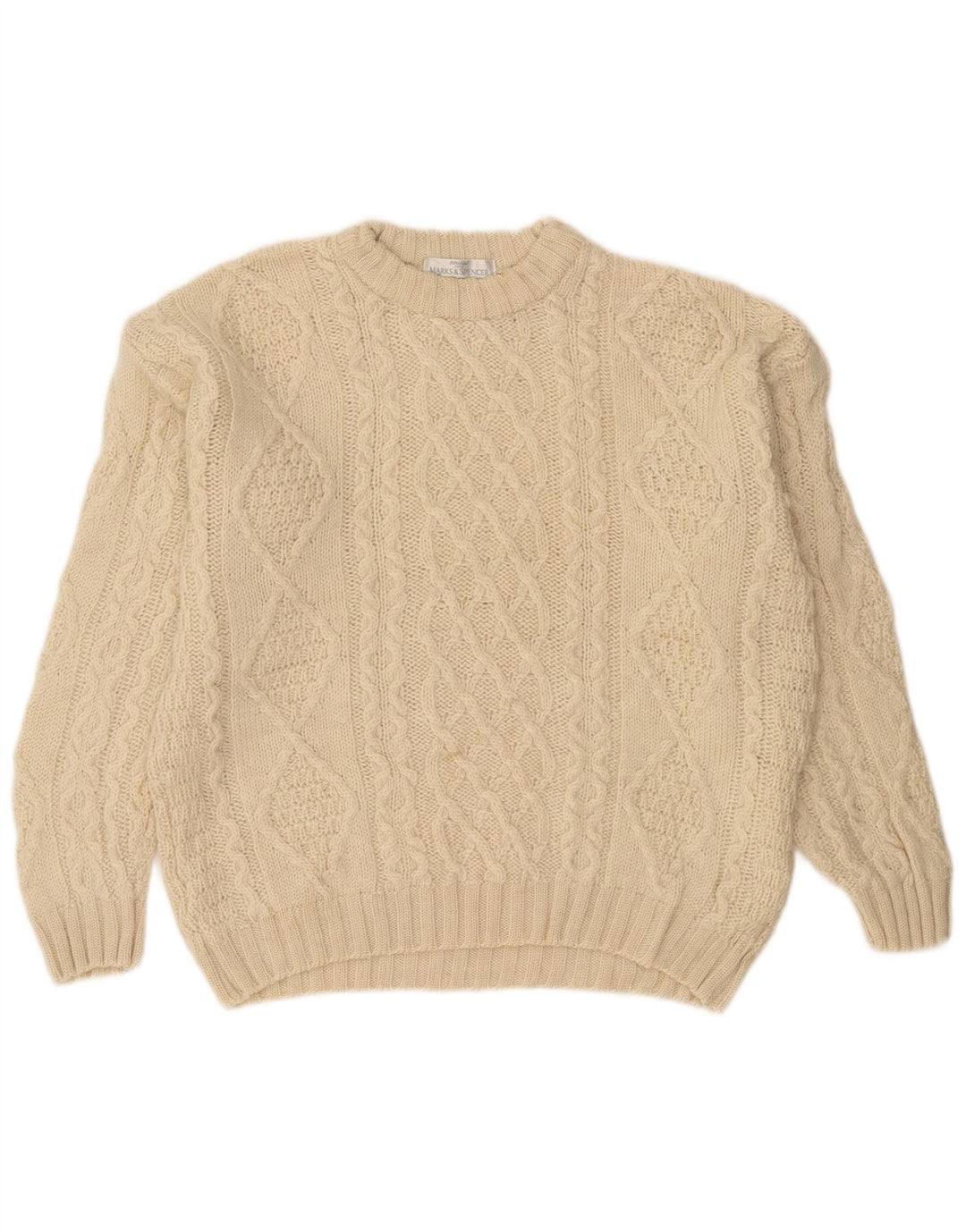 Marks & Spencer Herre sweater med rund hals 2XL beige uld