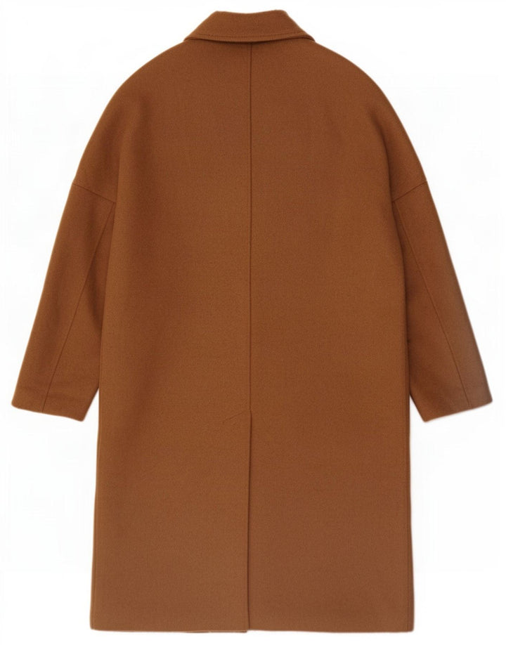 Zara Dame Overfrakke UK 14 Stor Beige Polyester
