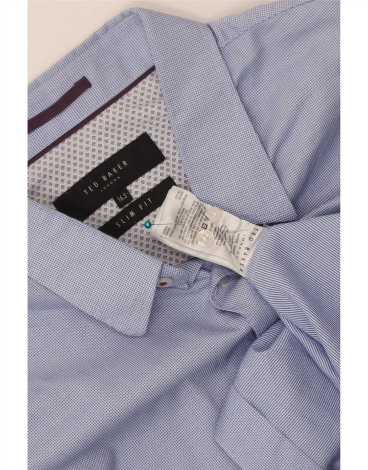 Ted Baker Herre Slim Fit Skjorte Størrelse 16 1/2 Stor Blå Ternet Bomuld