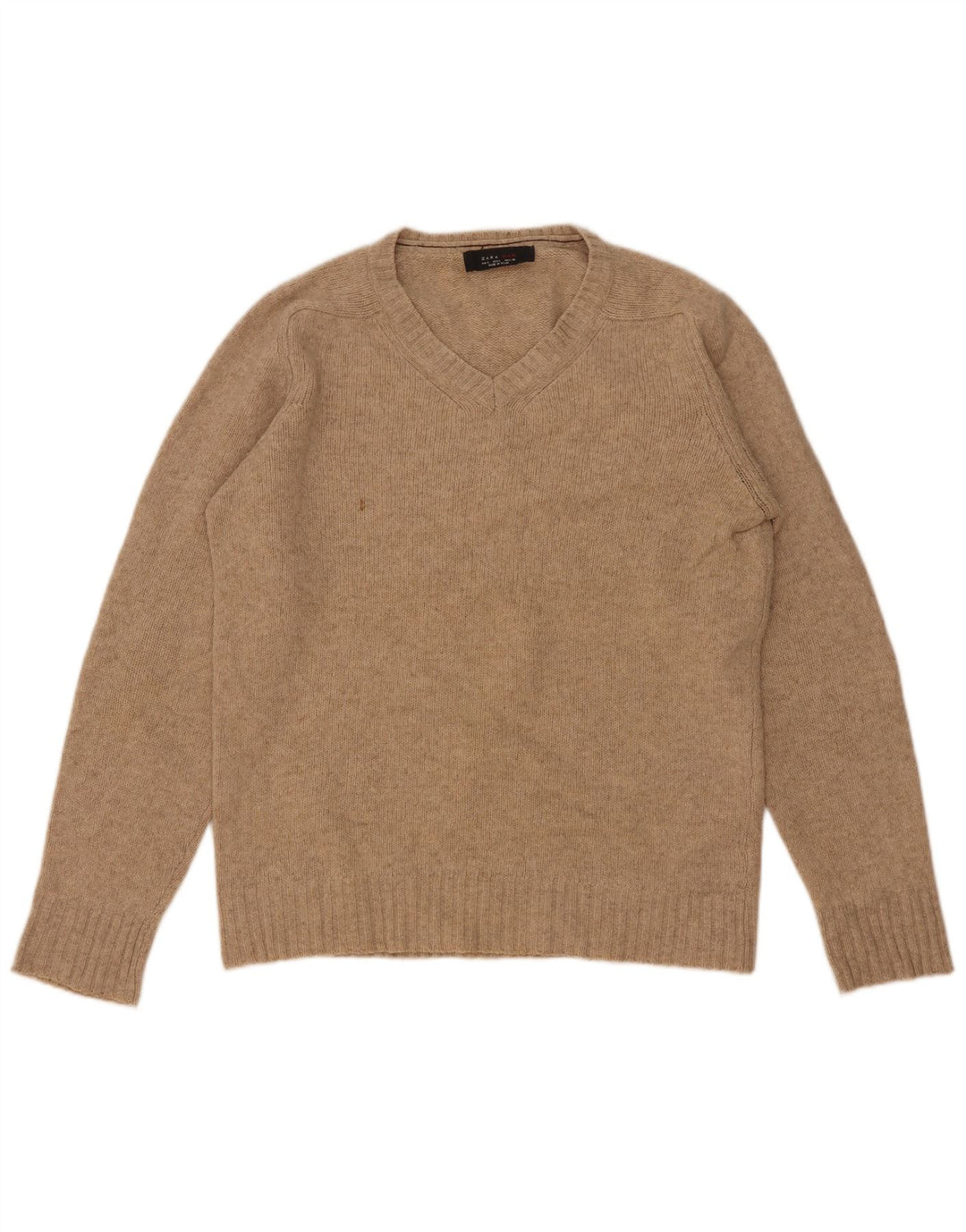 Zara Herre V-hals sweater Stor Beige Uld