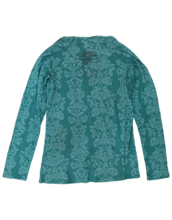 Harley Davidson Dame Top Langærmet UK 14 Large Blue Paisley Cotton