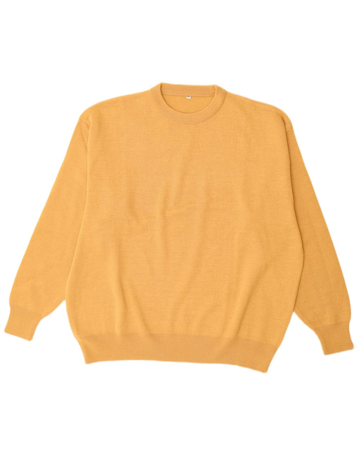 Vintage herre sweater med rund hals XL gul uld