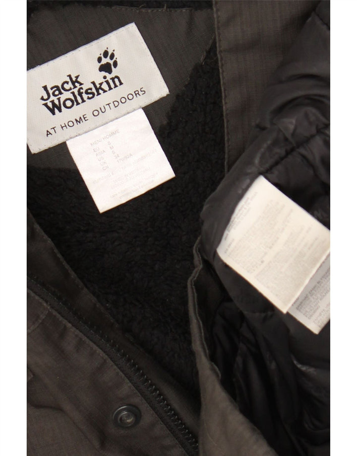 Jack Wolfskin Herre Hooded Sherpa Parka Jacket UK 34 Small Grey Polyester