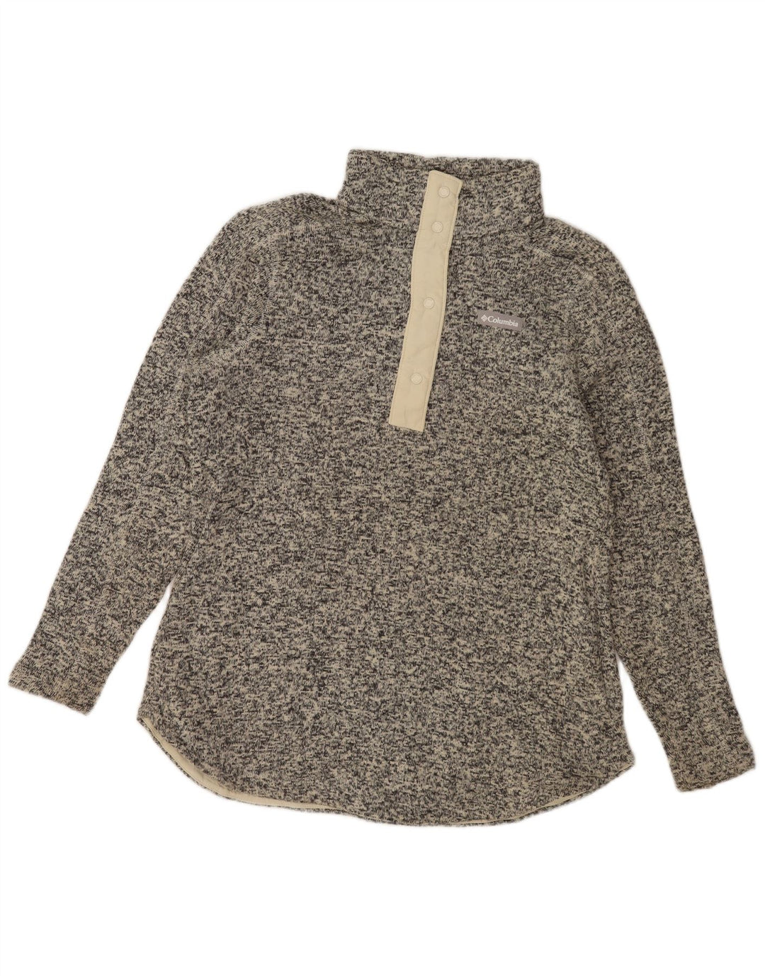 Columbia Herre Button Neck Sweatshirt Jumper Large Grå Flecked Polyester