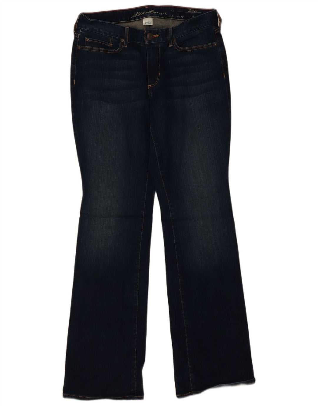 EDDIE BAUER Dame Curvy Bootcut Jeans US 8 Medium W34 L32 Navy Blue