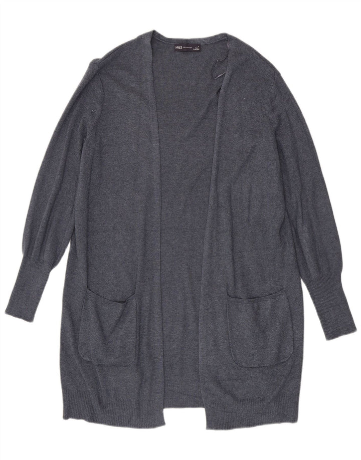 Marks & Spencer Dame Longline Cardigan Sweater UK 14 Medium Navy Blue