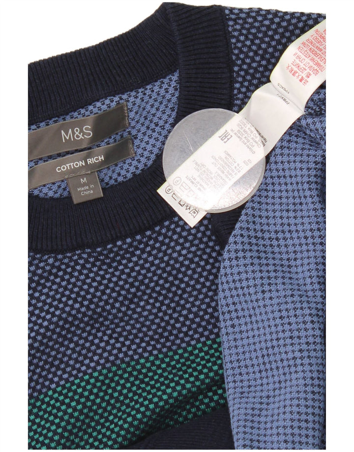 Marks & Spencer Herre sweater med rund hals, medium marineblå farveblok