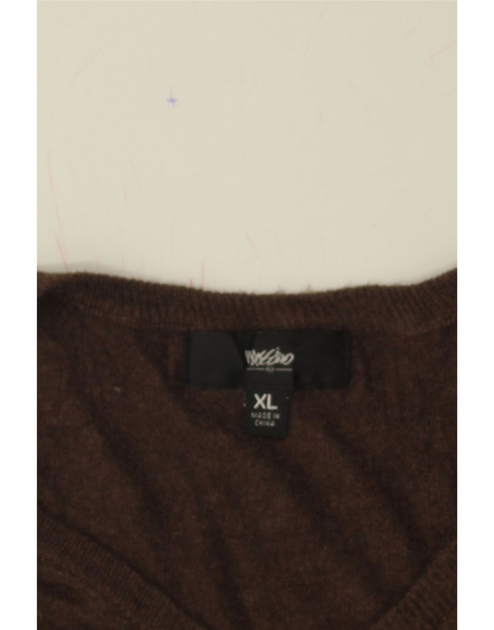 MOSSIMO Womens V-Neck Jumper Sweater UK 18 XL Brown Nylon Vintage Mossimo and Second-Hand Mossimo from Messina Hembry 
