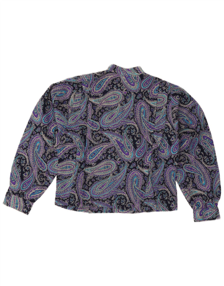 VINTAGE Damebluse Top UK 12 Medium Lilla Paisley