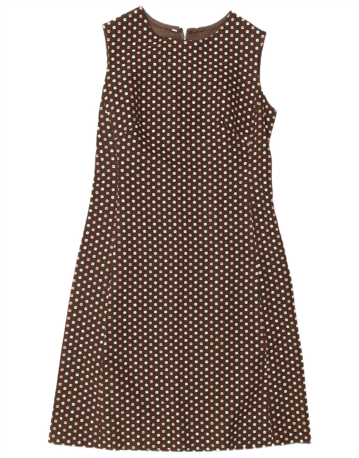 Vintage kvinders 3-knap 2-delt sæt IT 48 XL Brun Polka Dot