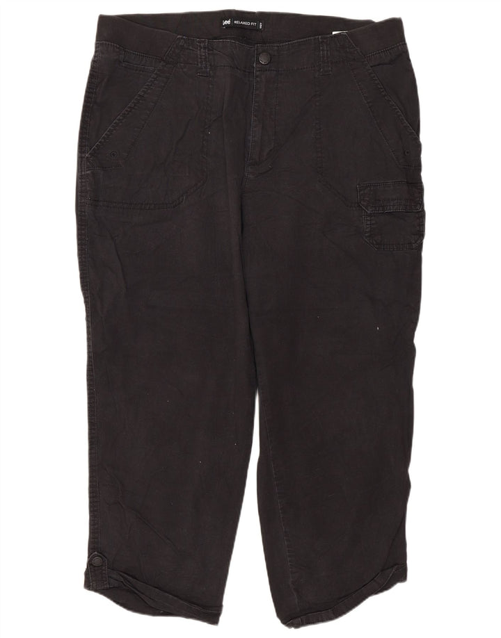 LEE Dame Relaxed Fit Cargo Capri Bukser US 14 XL W34 L22 Sort Bomuld