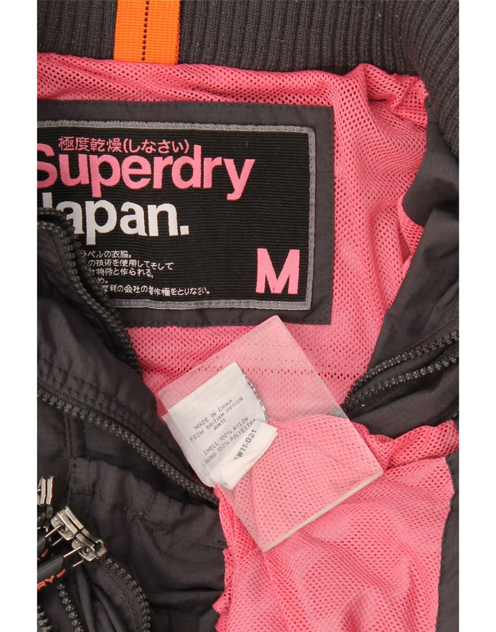 Superdry Womens Bomber Jacket UK 14 Medium Black Nylon