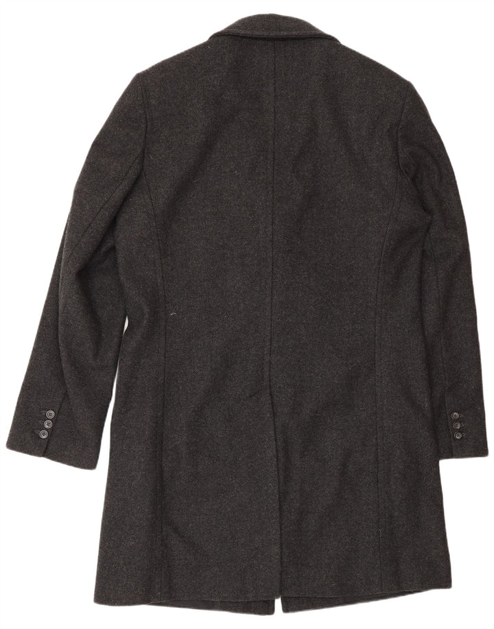Monsoon Herre Overfrakke UK 38 Medium Grey Herringbone Wool Classic