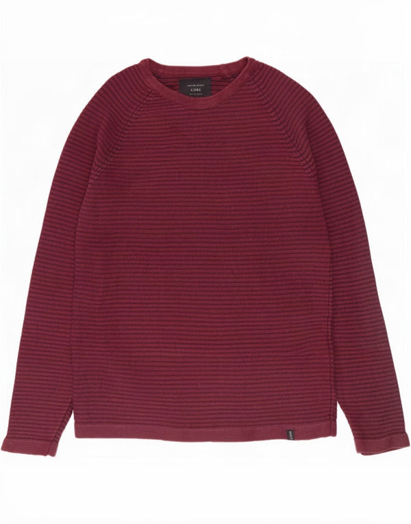 Jack & Jones Herre Boat Neck Jumper Sweater Medium Burgundy Pinstripe Bomuld