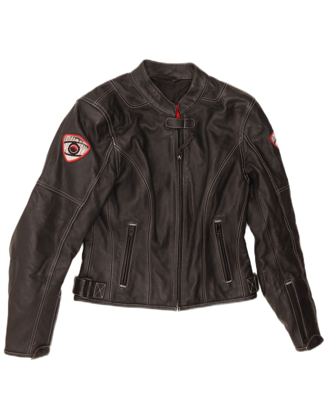 Suomy Womens Moto Racer Læderjakke UK 12 Medium Sort Læder