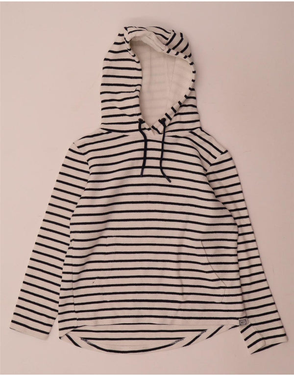 Weird Fish Dame Oversized Hoodie Jumper UK 10 Small White Pinstripe