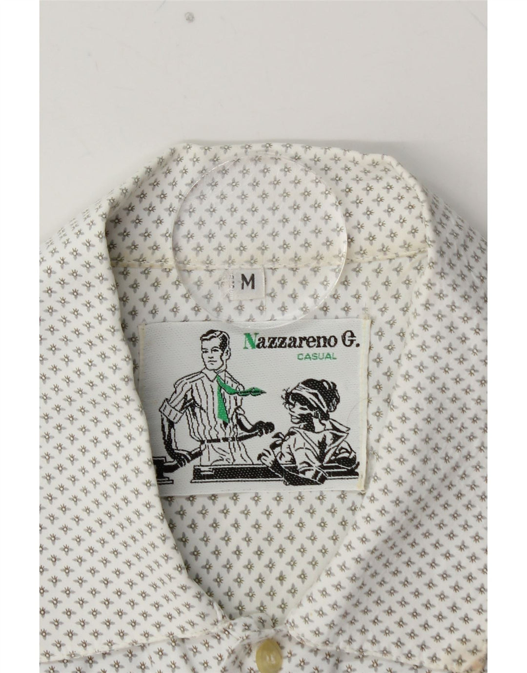 NAZZARENO G. Kortærmet herreskjorte Medium White Spotted Viscose