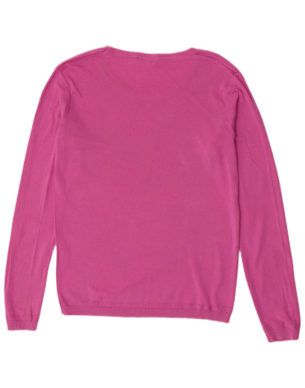 Benetton Dame Boat Neck Jumper Sweater UK 18 XL Pink Bomuld