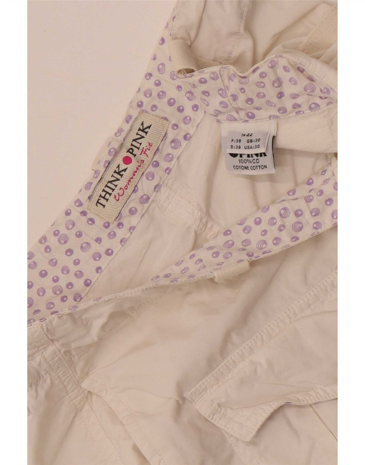 Tænk Pink Dame Cargo Shorts W30 Medium White Bomuld