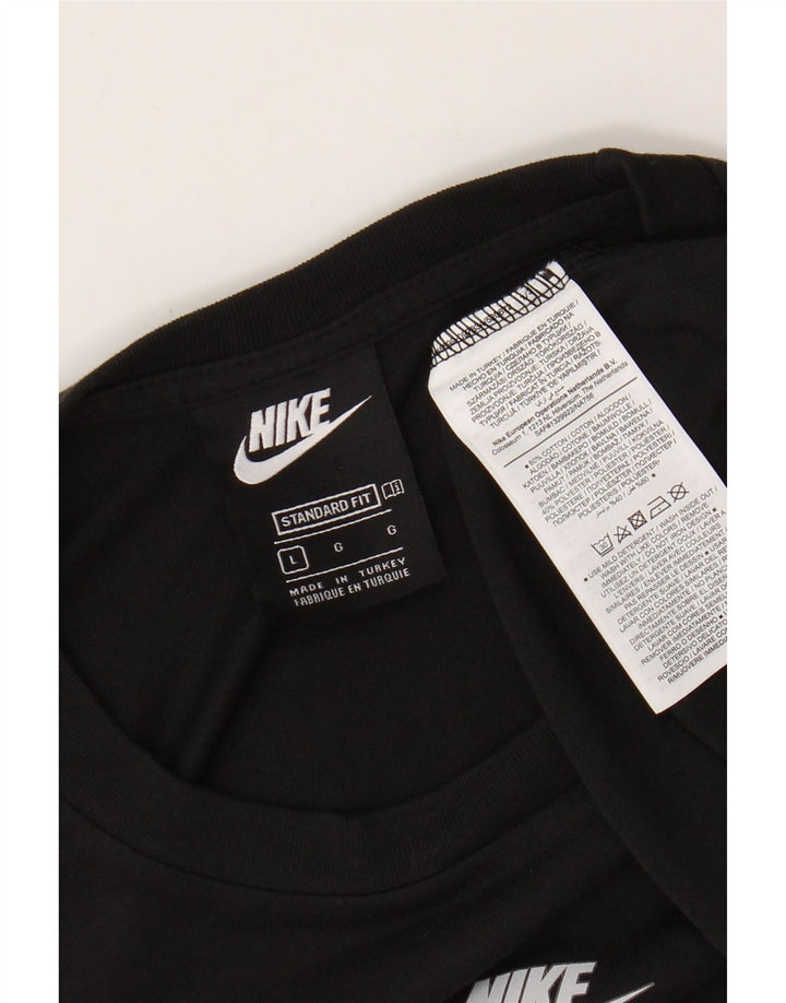 NIKE Standard Fit T-Shirt Top Stor Sort Bomuld
