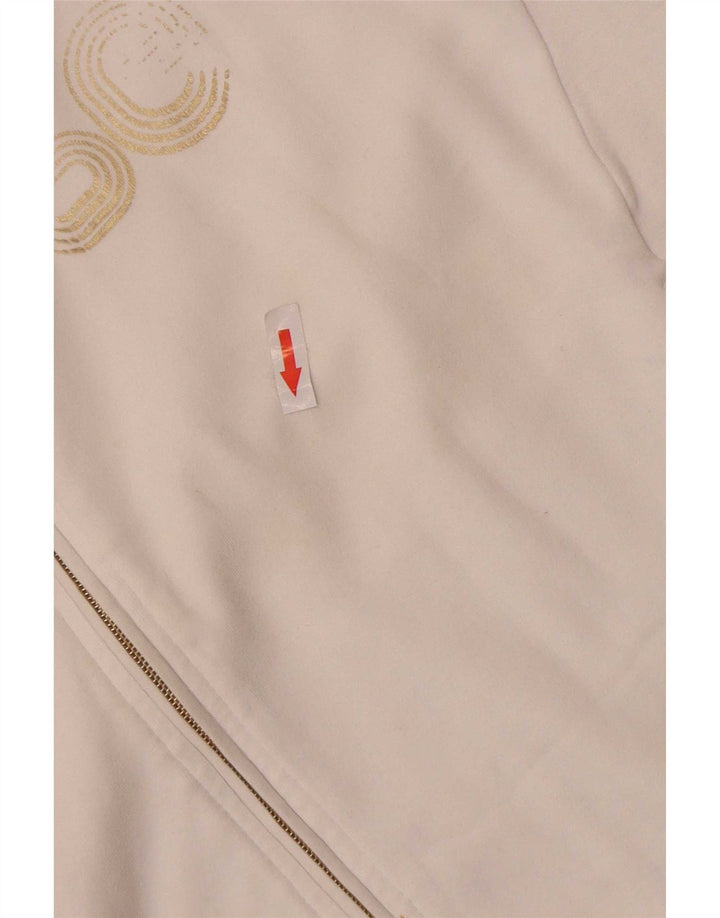 Ellesse Dame Grafisk Hættetrøje Sweater UK 14 Medium Hvid Bomuld