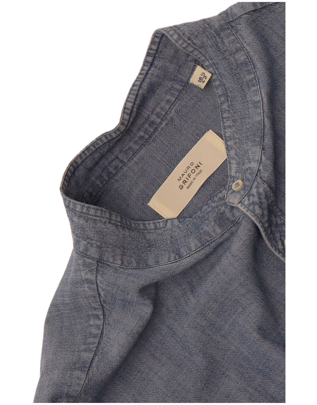 Mauro Grifoni Herre Denim skjorte Størrelse 42 16 1/2 Stor Blå