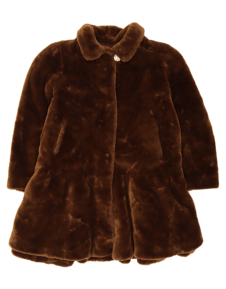 VINTAGE Womens Faux Fur Overcoat EU 48 2XL Brown Polyester Vintage Vintage and Second-Hand Vintage from Messina Hembry 