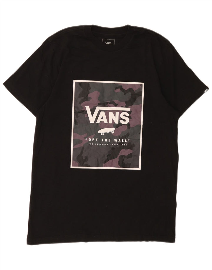 Vans Herre Custom Fit Grafisk T-Shirt Top Medium Sort Bomuld