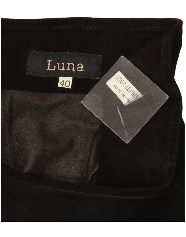 Luna Dame Ruskind Wrap Skirt IT 40 Small W26 Sort Læder