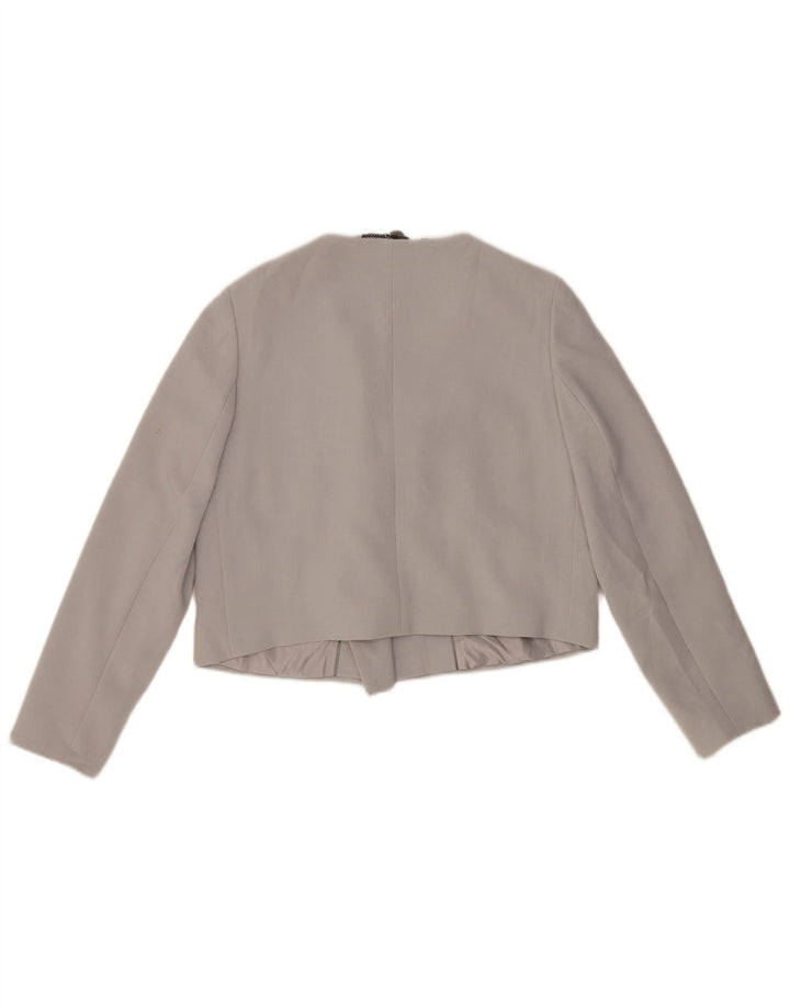 Marks & Spencer Dame Crop Double Breasted Blazer Jacket UK 12 Medium Grey