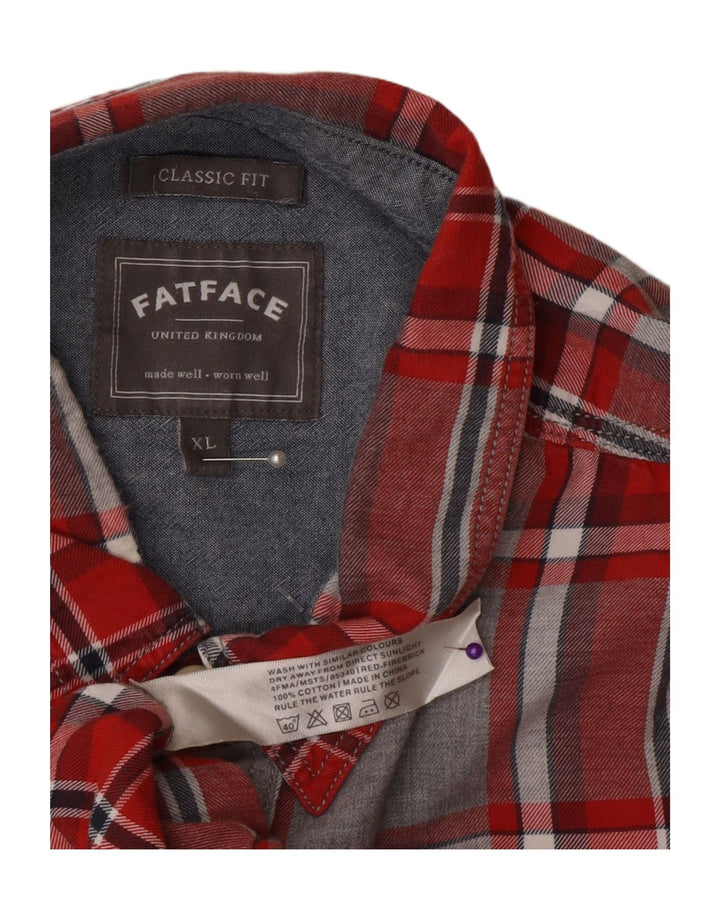 Fat Face Herre Classic Fit skjorte XL Grå ternet bomuld