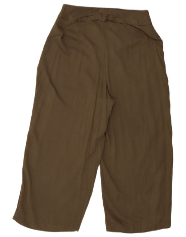 Oasis Dame Højtaljede Loose Fit Capri Bukser UK 10 Small W30 L21 Khaki