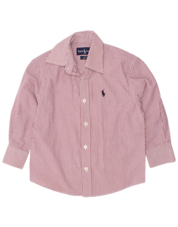Ralph Lauren Boys Blake Relaxed Fit skjorte 3-4 år rød nålestribet bomuld