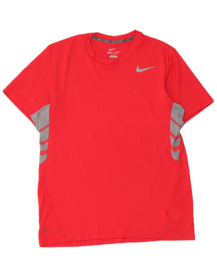 Nike Herre Dri Fit T-Shirt Top Stor Rød Colourblock Polyester