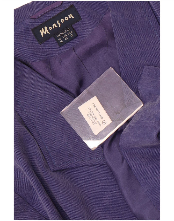 Monsoon Dame 5 Button Blazer Jacket UK 16 Large Purple Cupro