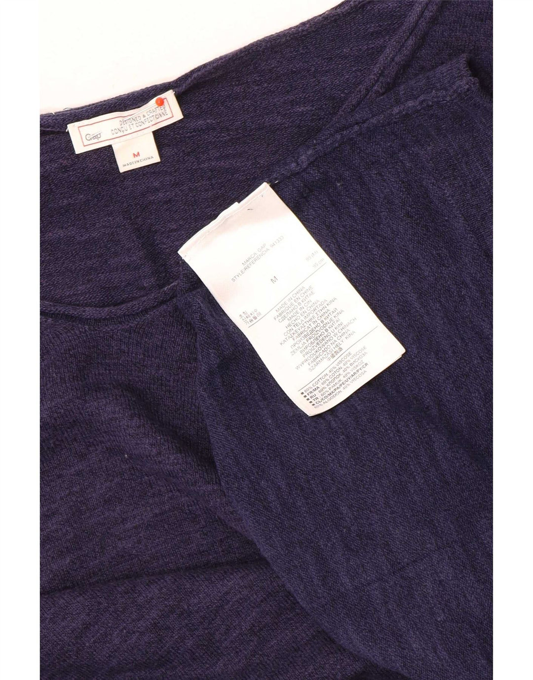 Gap Dame Top Langærmet UK 14 Medium Navy Blue Flecked Bomuld