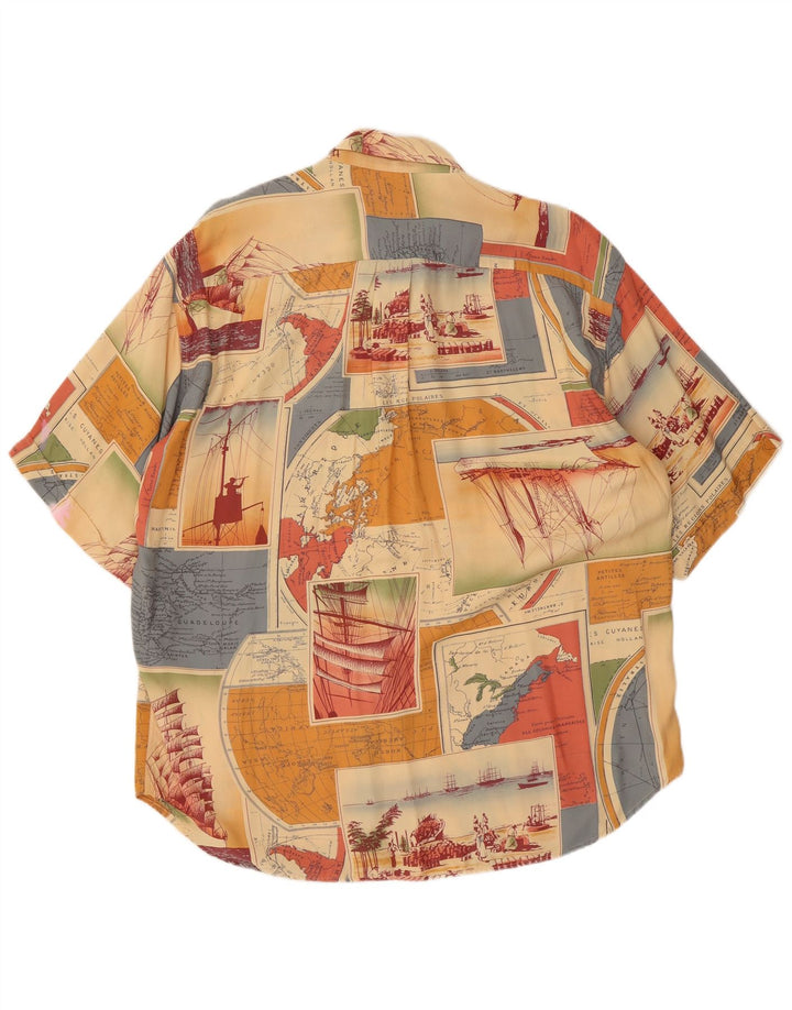 NAVIGARE Kortærmet Herreskjorte Stor flerfarvet Patchwork