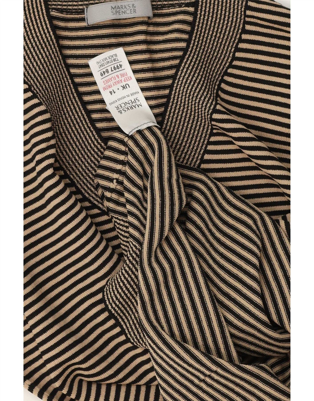 Marks & Spencer T-shirt top til kvinder UK 14 Medium Black Pinstripe Viscose