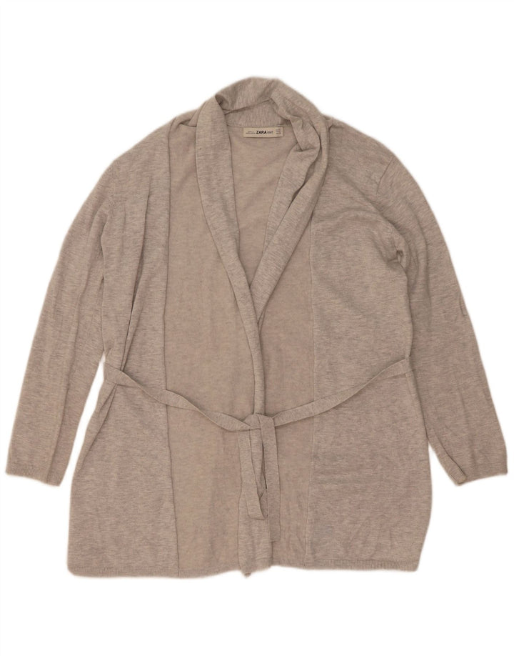 Zara Dame Cardigan Sweater UK 14 Medium Grey Flecked Viscose