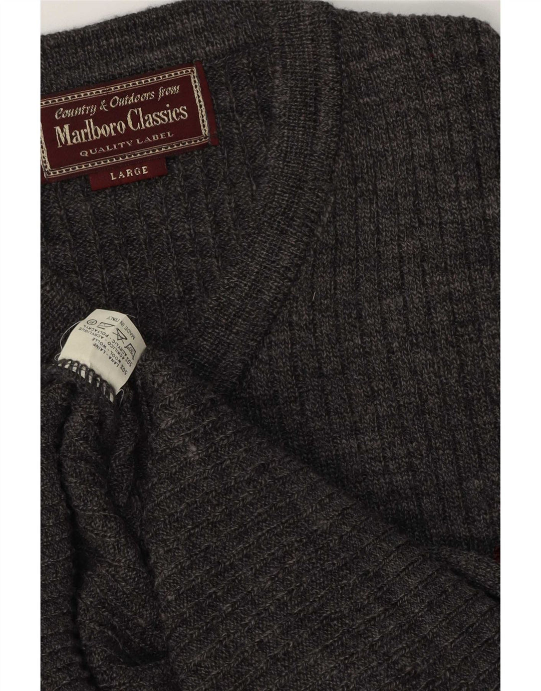 Marlboro Classics Herre V-hals sweater Stor grå uld