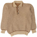 Vintage Herre Polo Neck Jumper Sweater Medium Beige Flecked Alpaca Wool