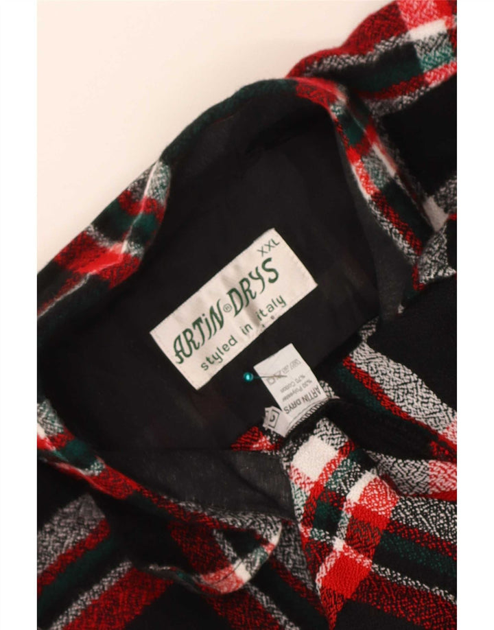 Vintage herre flannel skjorte 2XL sort plaid polyester